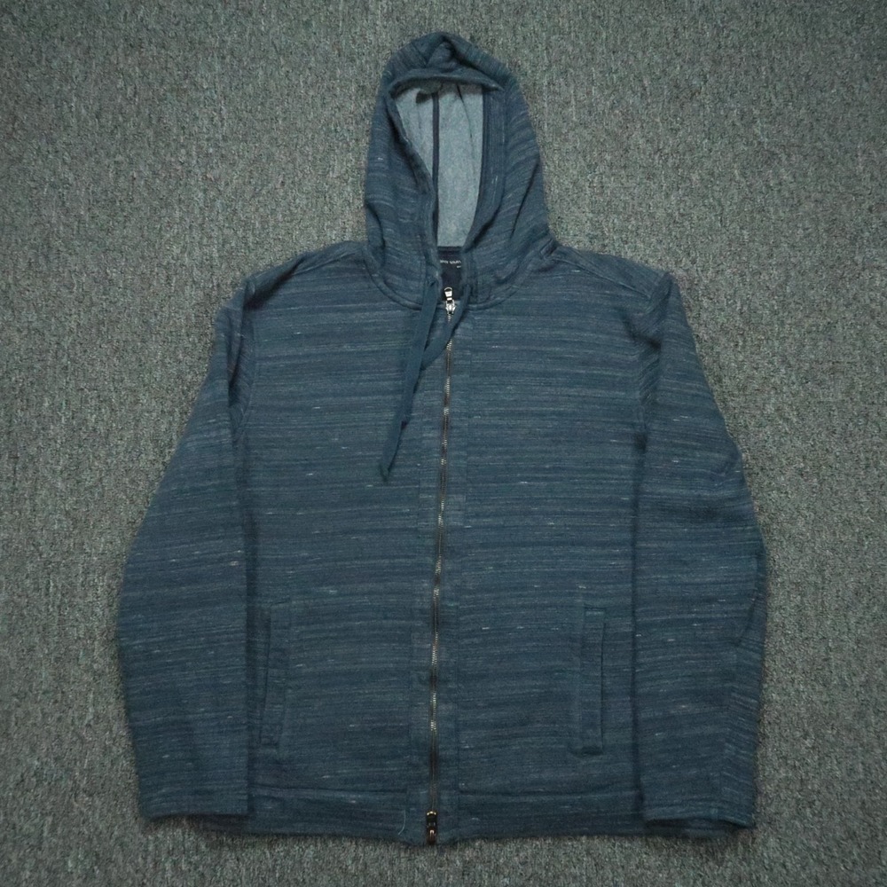 John Varvatos Hoodie Men Extra Large Blue Space Dyed Full Zip Pockets XL
